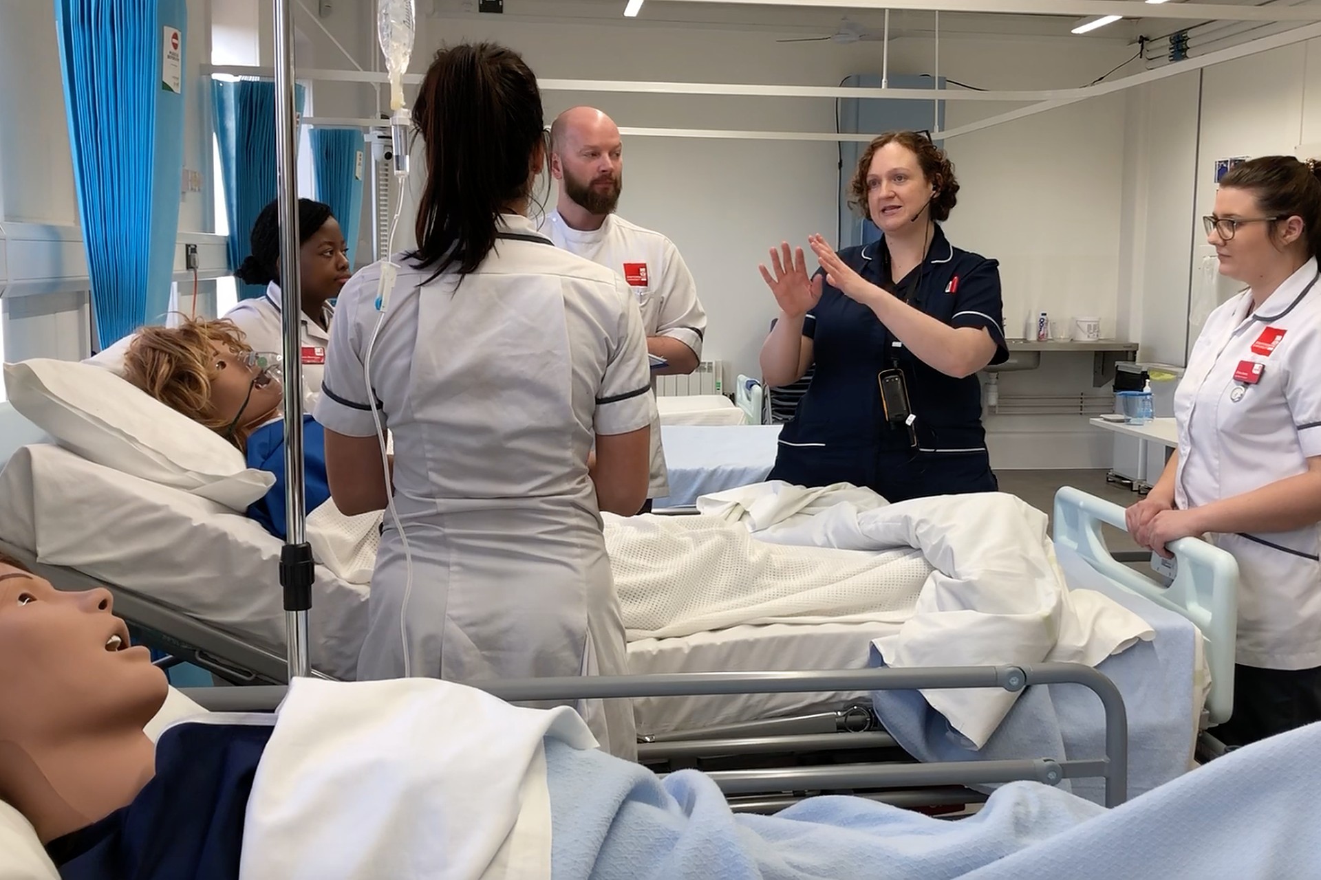 Nursing students taking part in facilitated simulation.