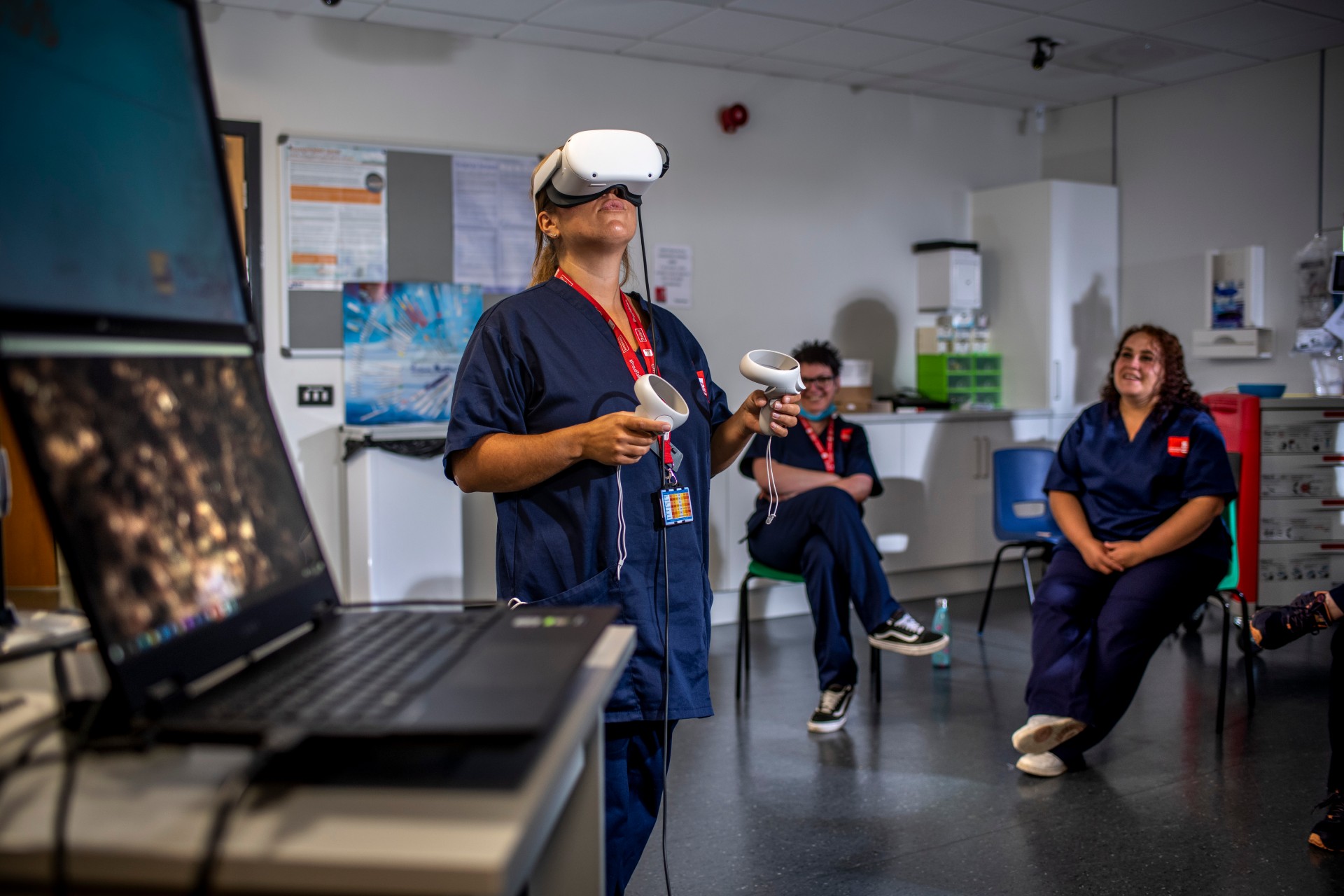 ODP student using a VR headset during teaching.